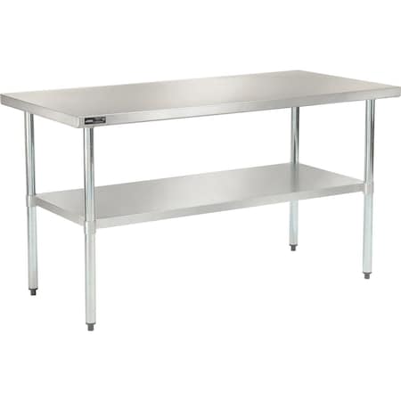 Global Industrial 36W x 30D x 35H 18 Gauge 430 Stainless Steel Workbench, Galvanized Legs & Undershelf 493597